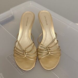 Ann Taylor Gold Strappy Heels